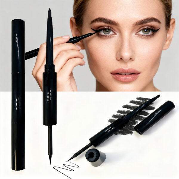 6 Double-ended Water-based Eyeliner Pen - Ultra-fine & Thick Tips, Waterproof & Smudge-proof